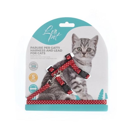 Picture of LeoPet Cat Harness Spotted Red